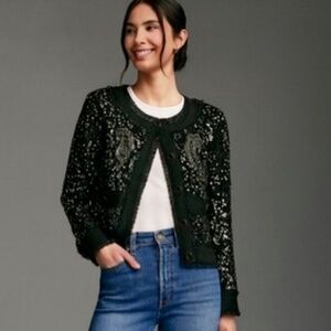 Vintage Angora Wool Cardigan Hand-beaded & Sequins